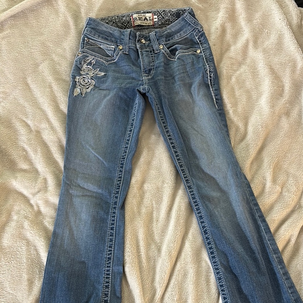 Ariat Blue Boot Cut Jeans with Decorative Stitching